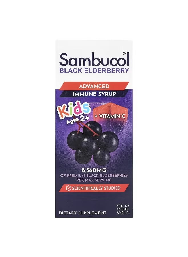 Sambucol Kids Black Elderberry Advanced Immune Syrup – Ages 2+, 7.8 fl oz (230 ml)