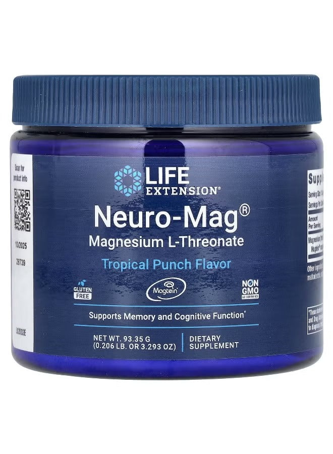 Life Extension Neuro-Mag Magnesium L-Threonate Powder – Tropical Punch, 93.35g