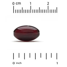 Red-brown softgel capsule with measurement scale