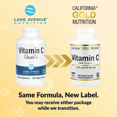 California Gold Nutrition Vitamin C Quali®-C 1,000 mg – 365 Veggie Capsules