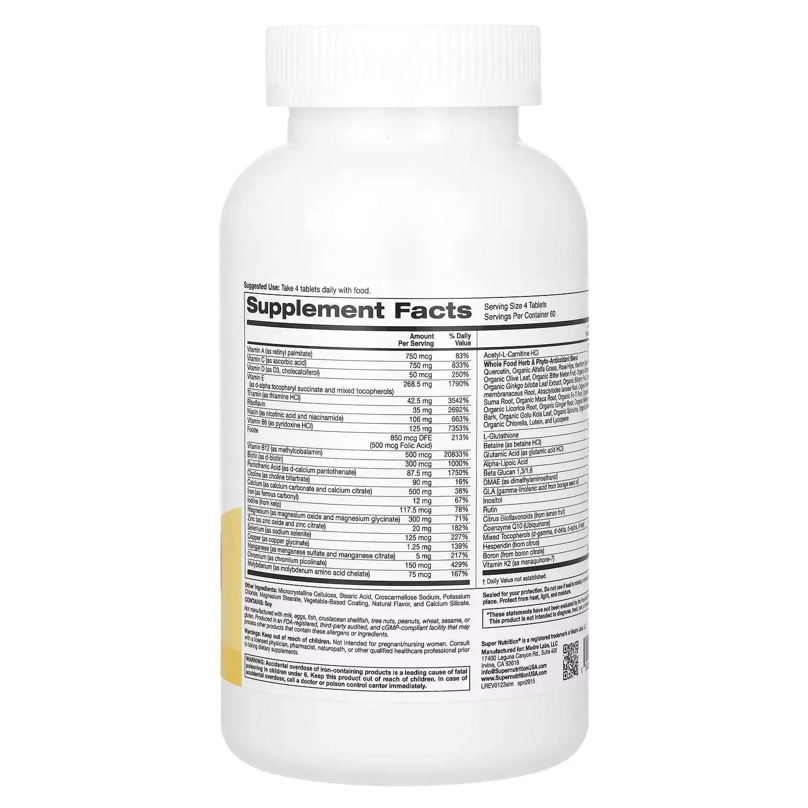 Super Nutrition Super Immune – Immune-Strengthening Multivitamin with Glutathione, 240 Tablets