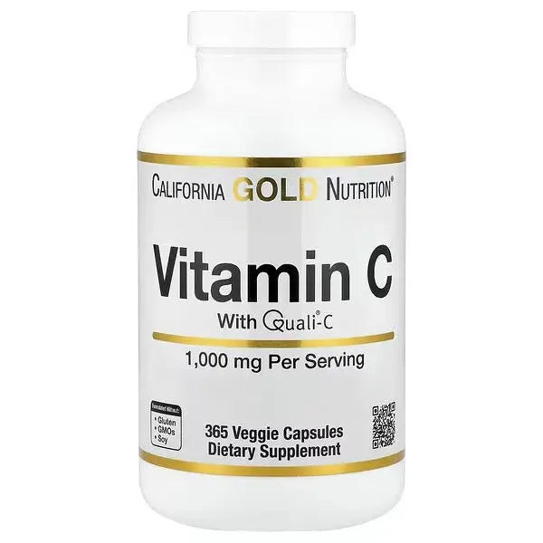 California Gold Nutrition Vitamin C Quali®-C 1,000 mg – 365 Veggie Capsules California Gold