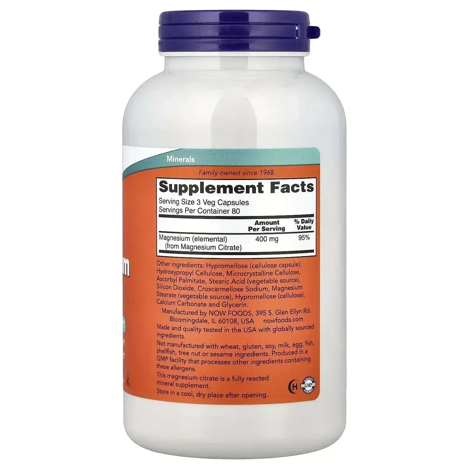 NOW Foods Magnesium Citrate – 240 Veg Capsules (133 mg per Capsule) - Mumzar
