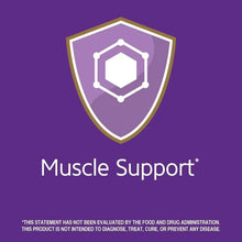 Muscle Support supplement shield label with text Muscle Support*