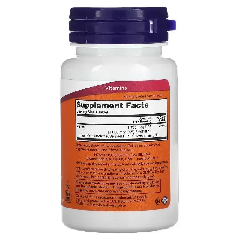 NOW Foods Methyl Folate 1,000 mcg – 90 Tablets - Mumzar