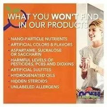 Warning panel listing items 'What you won't find in your products'