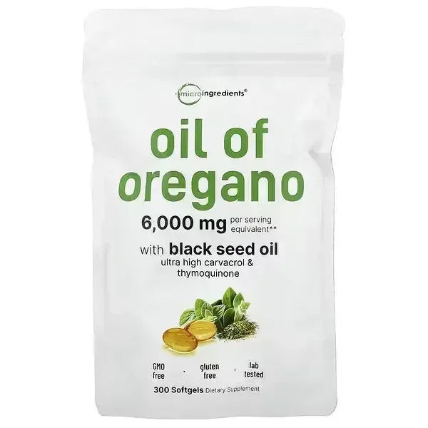 Micro Ingredients Oil of Oregano with Black Seed Oil – 300 Capsules - Mumzar