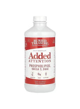 Buried Treasure liquid supplement bottle with Added Attention front label