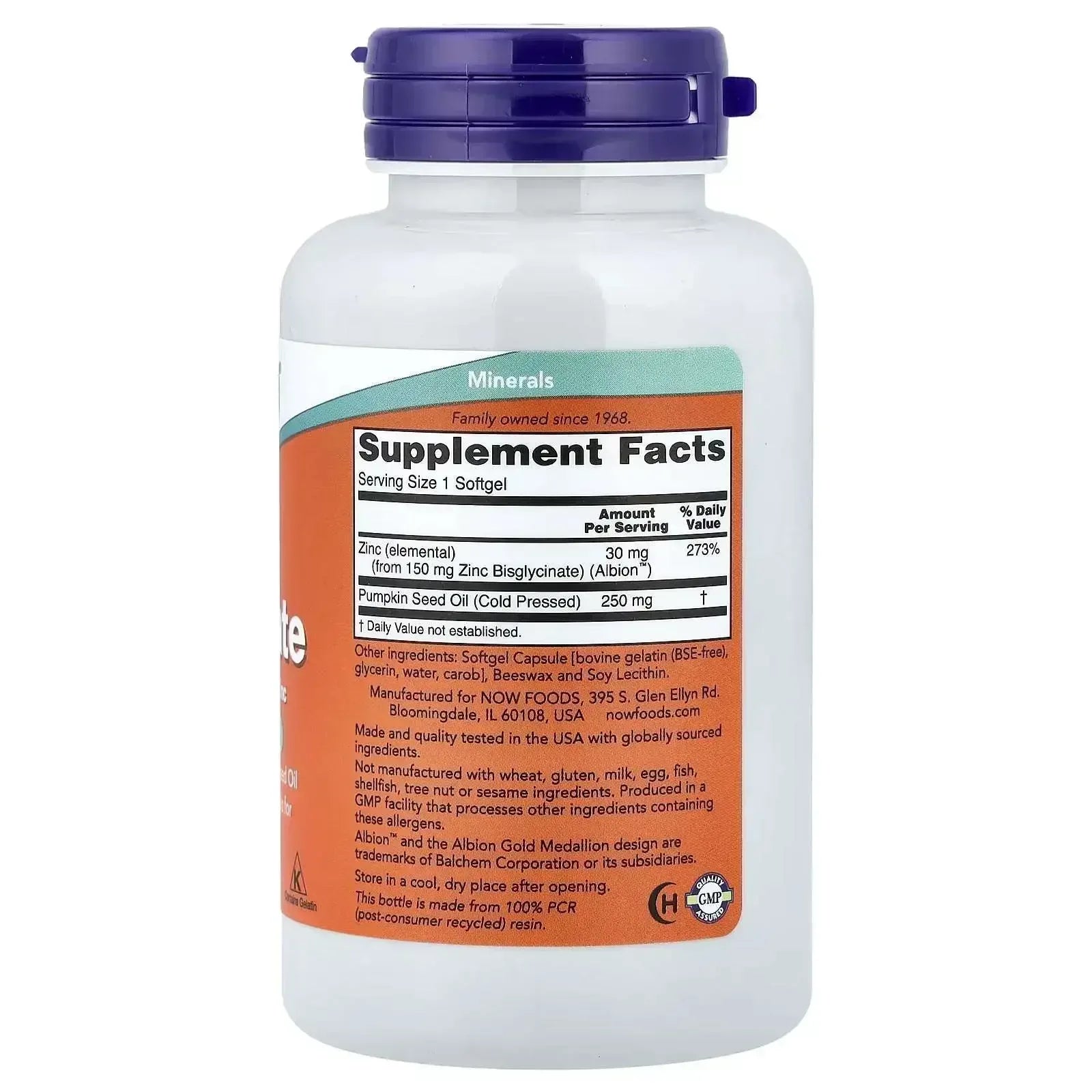 NOW Foods Zinc Glycinate – 120 Softgels - Mumzar
