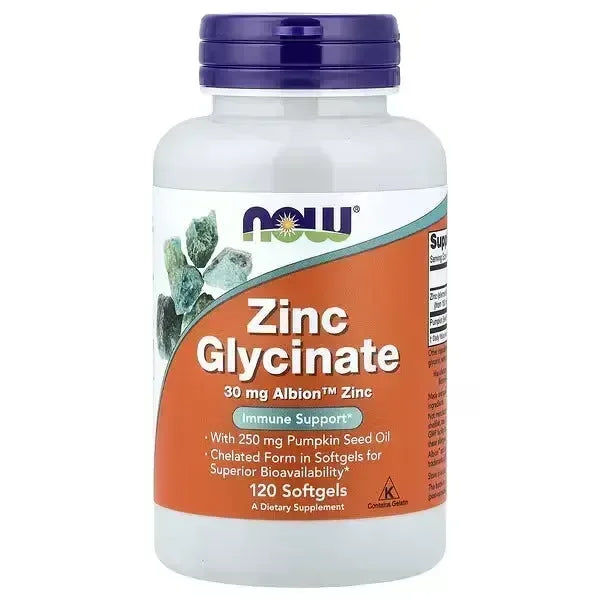 NOW Foods Zinc Glycinate – 120 Softgels - Mumzar