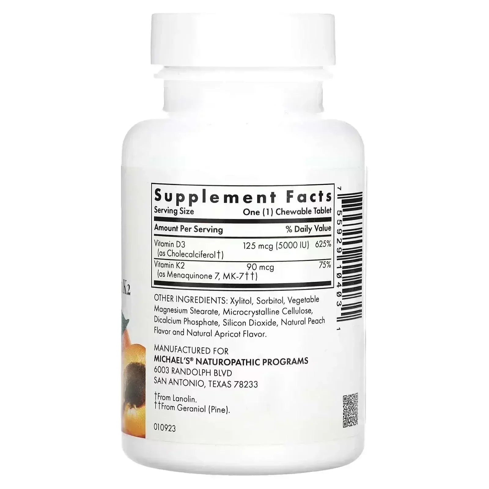 Michael’s Health D3 with Vitamin K2 – Apricot Flavor, 90 Vegetarian Chewable Tablets - Mumzar