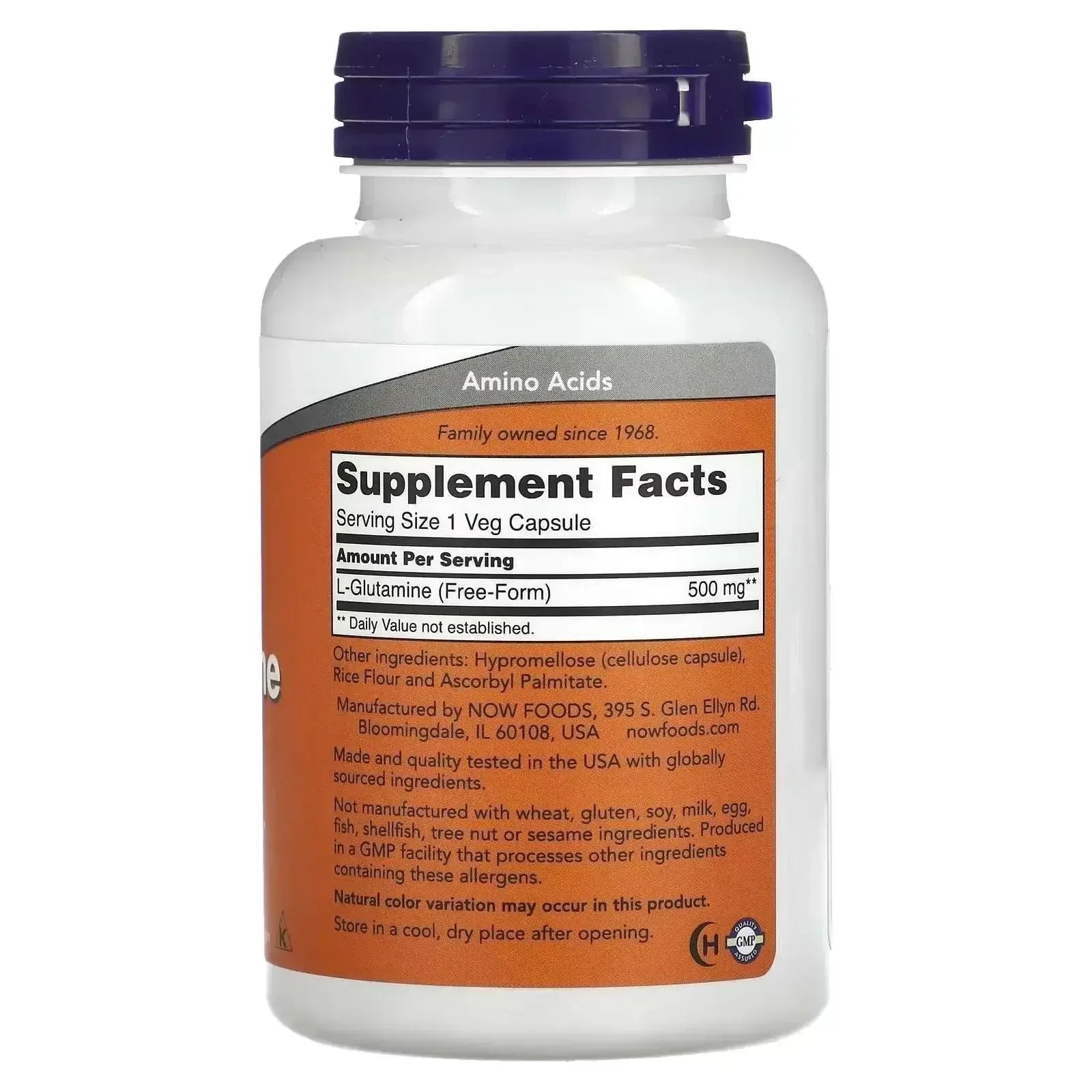 NOW Foods L-Glutamine – 500 mg, 120 Veg Capsules - Mumzar