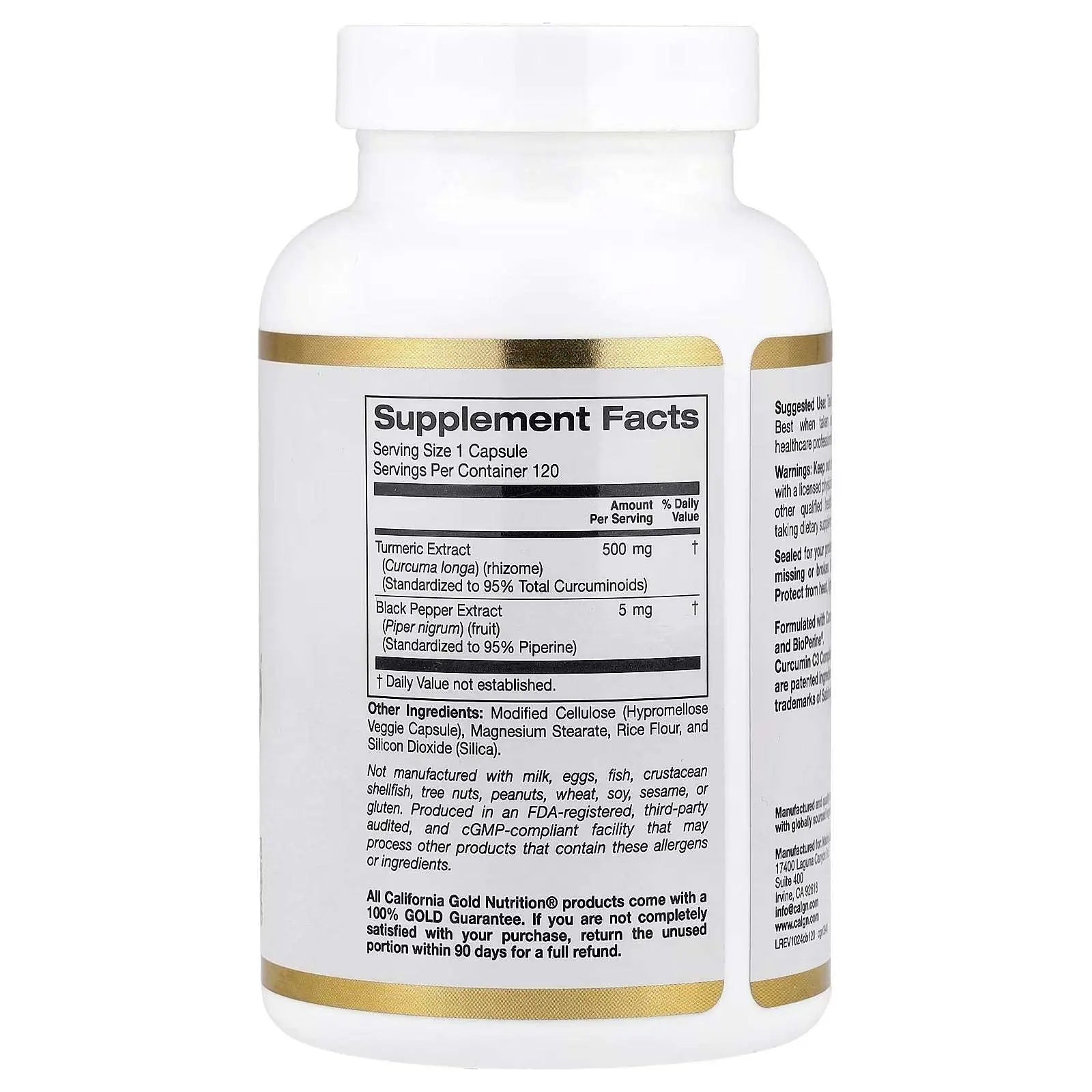 California Gold Nutrition Curcumin C3 Complex® with BioPerine® – 120 Veggie Capsules