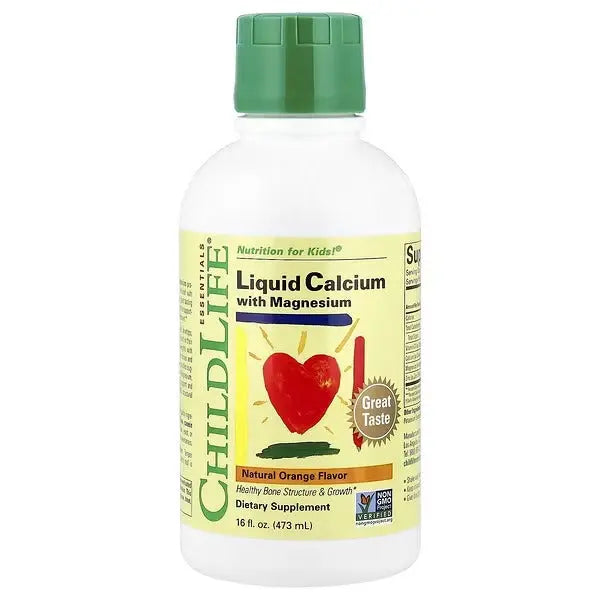 ChildLife Essentials Liquid Calcium with Magnesium – Natural Orange, 16 fl oz (473 ml)