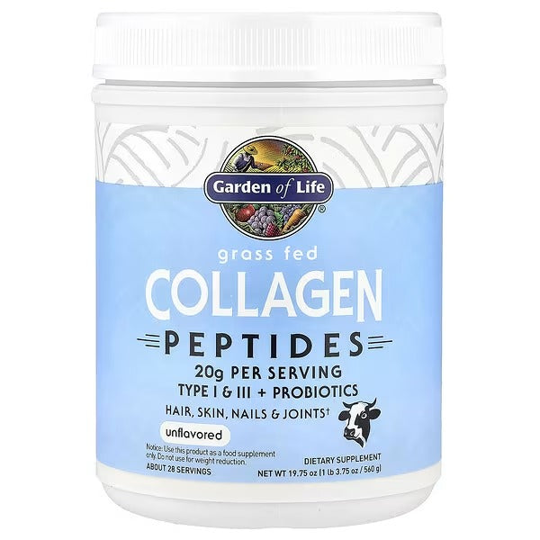 Garden of Life Grass Fed Collagen Peptides – Unflavoured, 19.75 oz (560 g) - Mumzar