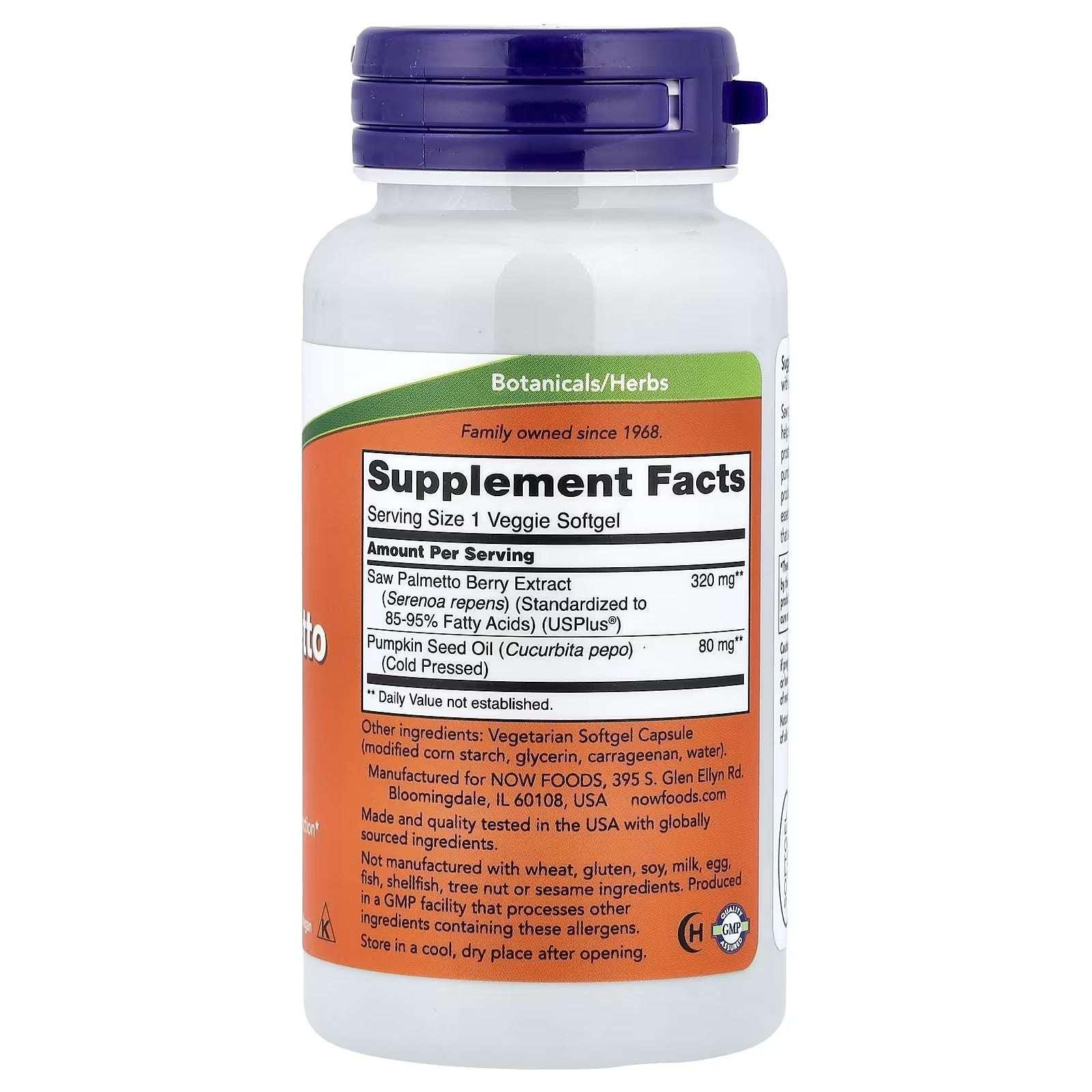 NOW Foods, Saw Palmetto Extract, Men's Health, 320 mg, 90 Veggie Softgels - Mumzar