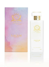 Zamzam Nexa eau de parfum bottle with gold cap and matching pastel box, 70ml