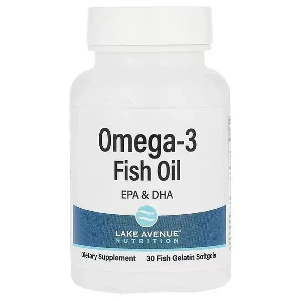 Lake Avenue Nutrition Omega-3 Fish Oil – 1,250 mg, 30 Fish Gelatin Softgels - Mumzar