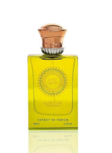 Eau de parfum bottle with gold cap and yellow glass, Love Drops label, 60 ml