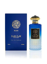 Zamzam Bliss eau de parfum set with blue bottle and matching box, 100ml
