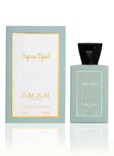 Eau de parfum gift set: aqua box and matching bottle with black cap