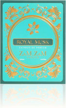 Zamzam Royal Musk unisex eau de parfum box, turquoise with gold ornate label