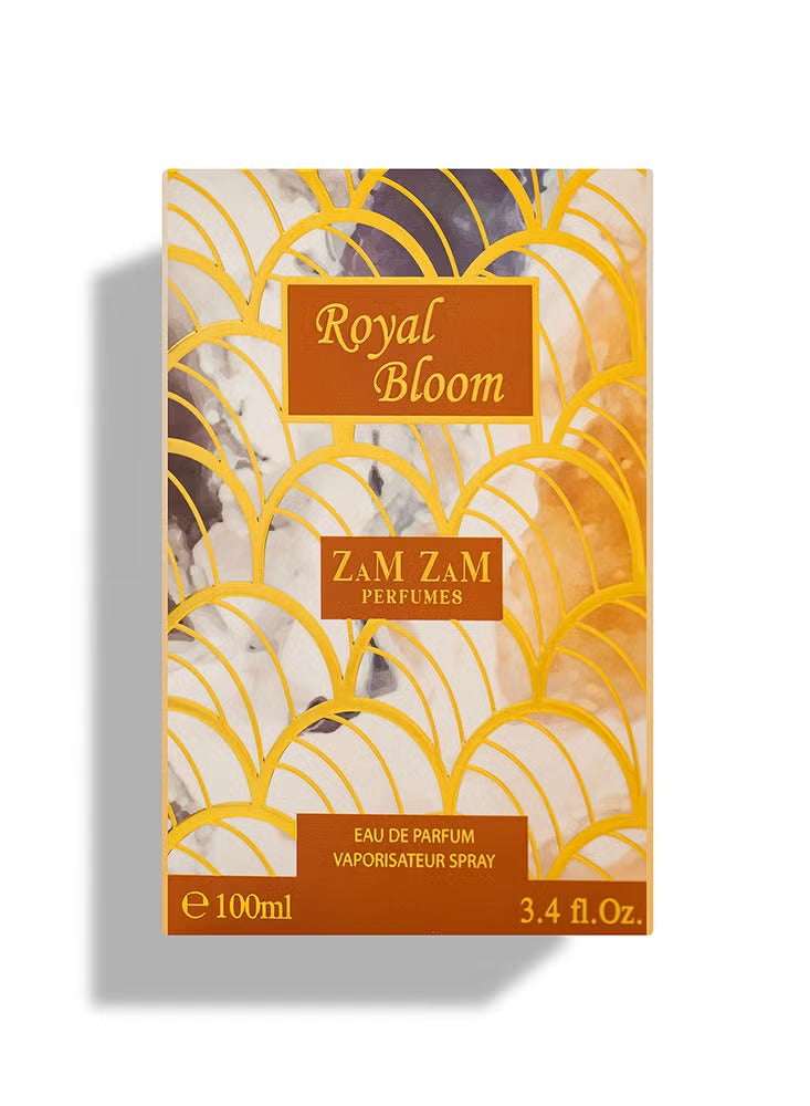 Zamzam Royal Bloom Unisex Perfume – 100ml Eau de Parfum | Long-Lasting Woody Oriental Fragrance with Apple, Rose, Vanilla, Musk & Patchouli