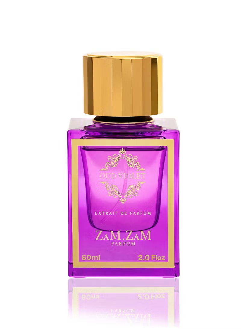 Zamzam Perfume Oud Violet 60ML – Unisex Luxury Fragrance with Raspberry, Lychee, Saffron, Turkish Rose, Red Currant, Olibanum, Oud, Leather & Amber, Long-Lasting Elegant Scent for Everyday & Special O - Mumzar