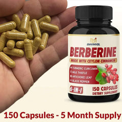 Berberine HCl Dietary Supplement Capsules – 150 Capsules - Mumzar