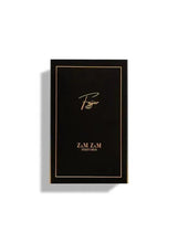 Eau de Parfum box, black design with gold border and Fajjar logo