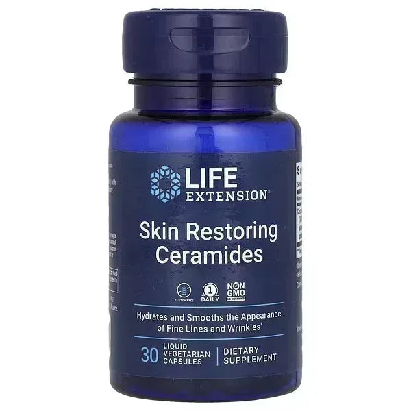 Life Extension Skin Restoring Ceramides – 30 Liquid Vegetarian Capsules – Supports Skin Hydration & Elasticity - Mumzar