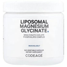 Codeage liposomal magnesium glycinate bottle, front label, 240 vegetarian capsules