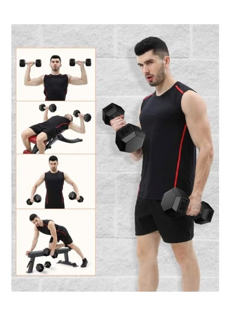 Gym Fitness Equipment Rubber Hex Dumbbell – 20kg Black (1 Pc) - Mumzar