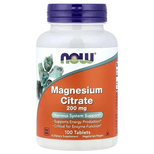 NOW Foods Magnesium Citrate – 100 Tablets (200 mg per Tablet) - Mumzar