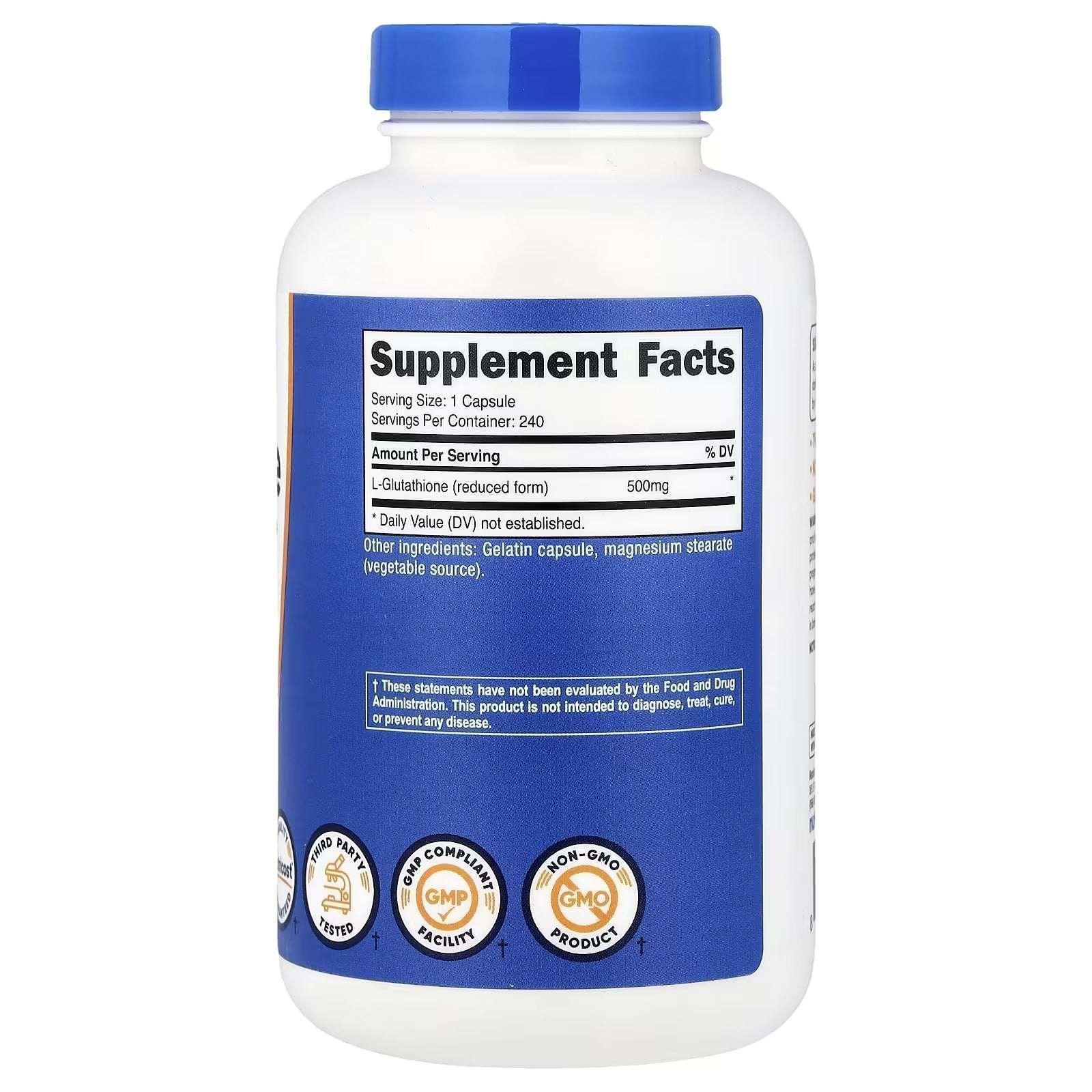 Nutricost Glutathione 500 mg – 240 Capsules - Mumzar