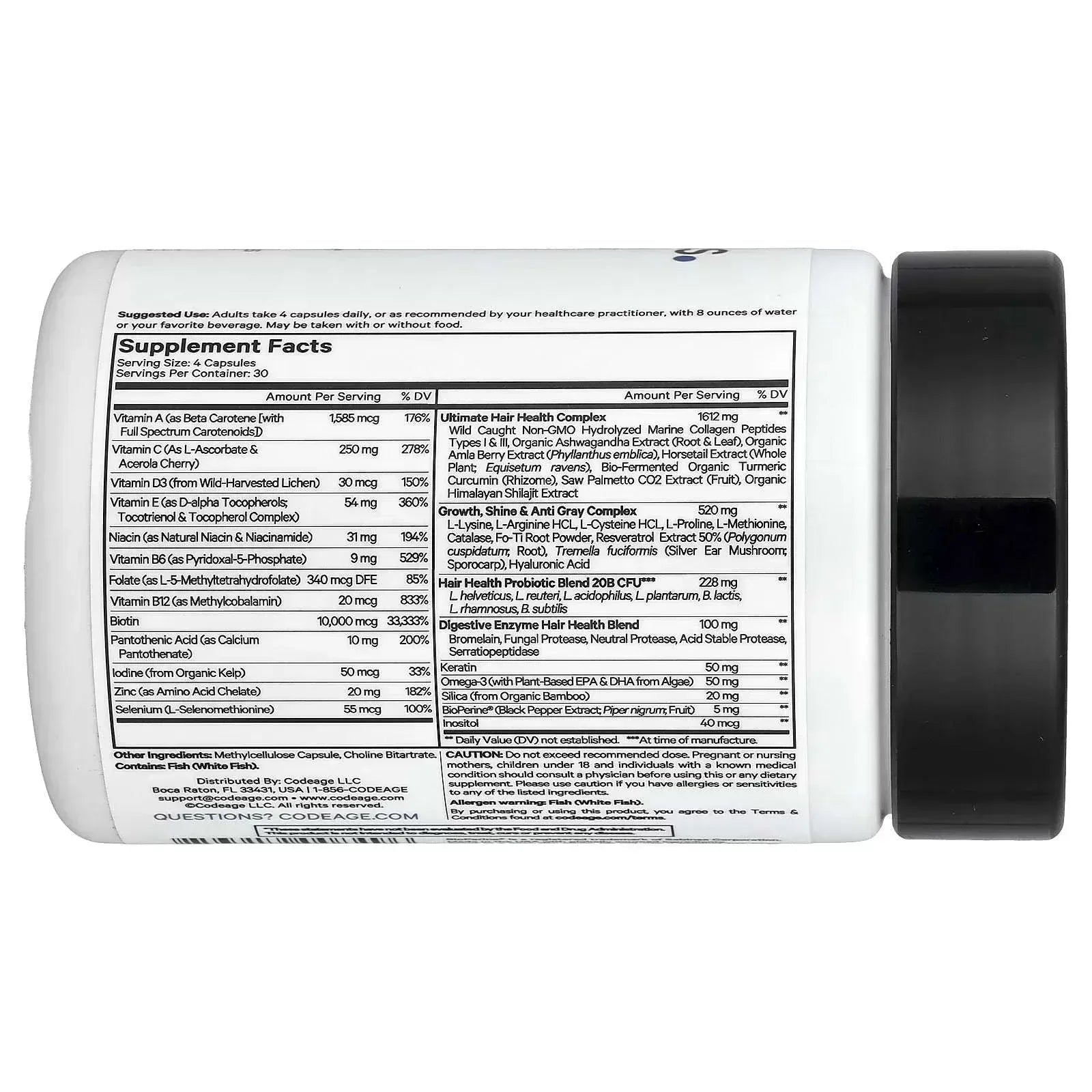 Codeage Hair Vitamins – 120 Vegetable Capsules - Mumzar