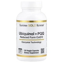 Ubiquinol + PQQ reduced-form CoQ10 supplement bottle, 120 veggie capsules