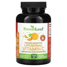 ForestLeaf liposomal Vitamin C bottle, black cap, 120 vegetable capsules label