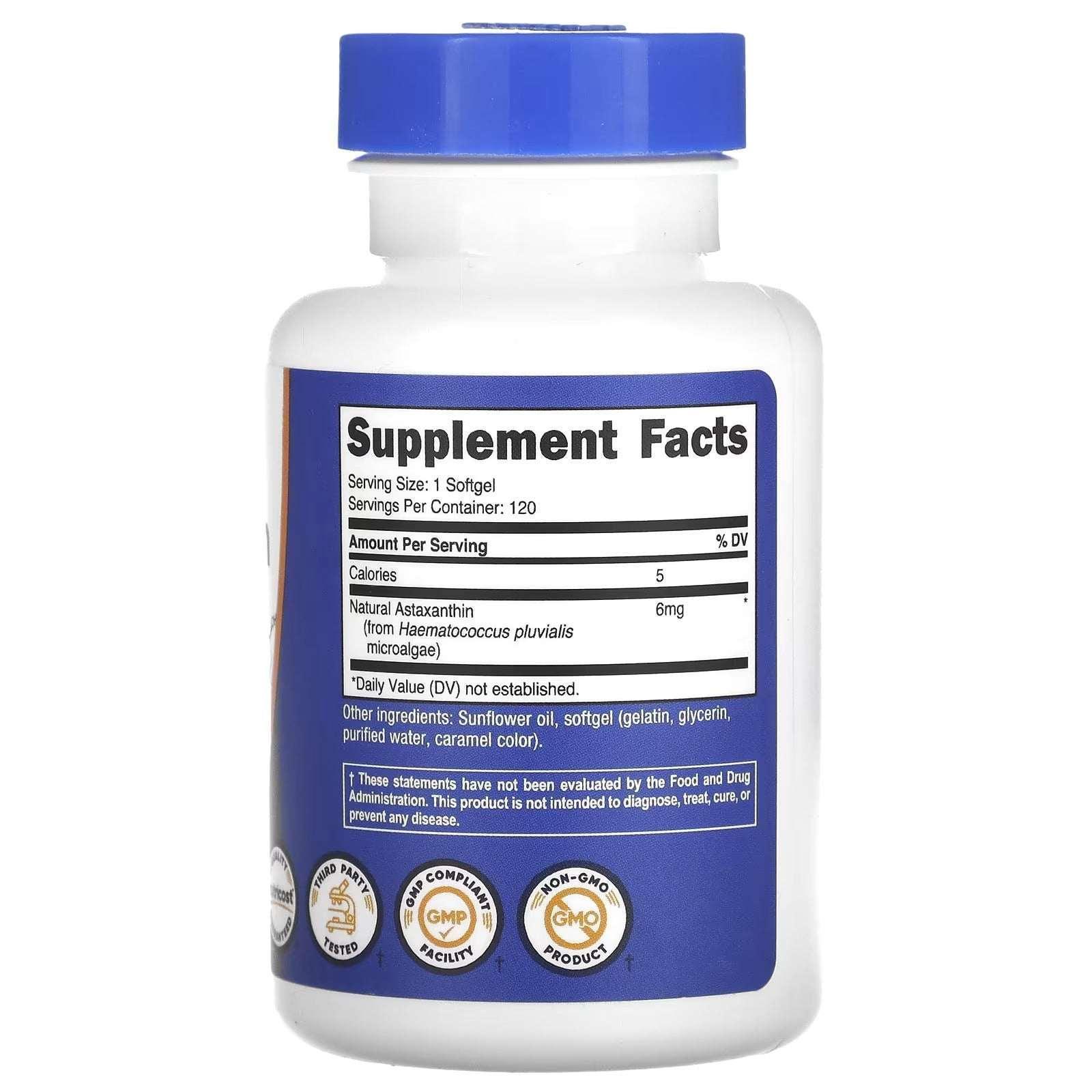Nutricost Astaxanthin 6 mg – 120 Softgels - Mumzar