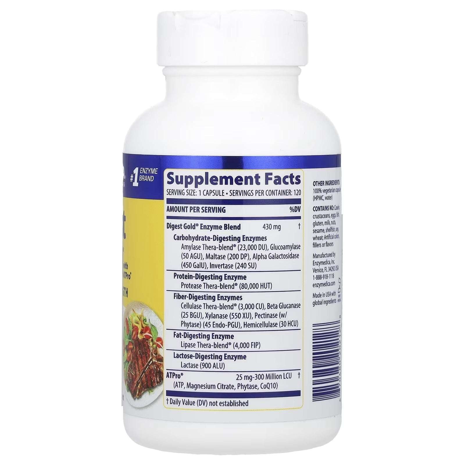 Enzymedica Digest Gold® with ATPro® – Maximum Strength Digestive Enzymes, 120 Capsules - Mumzar