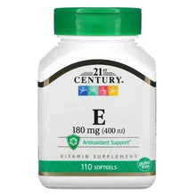 Vitamin E 180 mg softgel bottle with green cap, 110 softgels