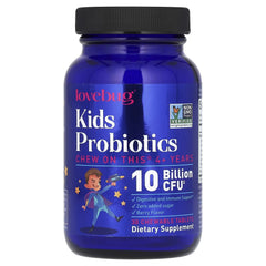 LoveBug Probiotics Kids’ Probiotics 4+ Years – Berry Flavor, 10 Billion CFU, 30 Chewable Tablets