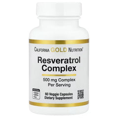 California Gold Nutrition, Resveratrol Complex with Grape Seed Extract, Red Wine Extract, and trans-Resveratrol, 60 Veg Capsules
