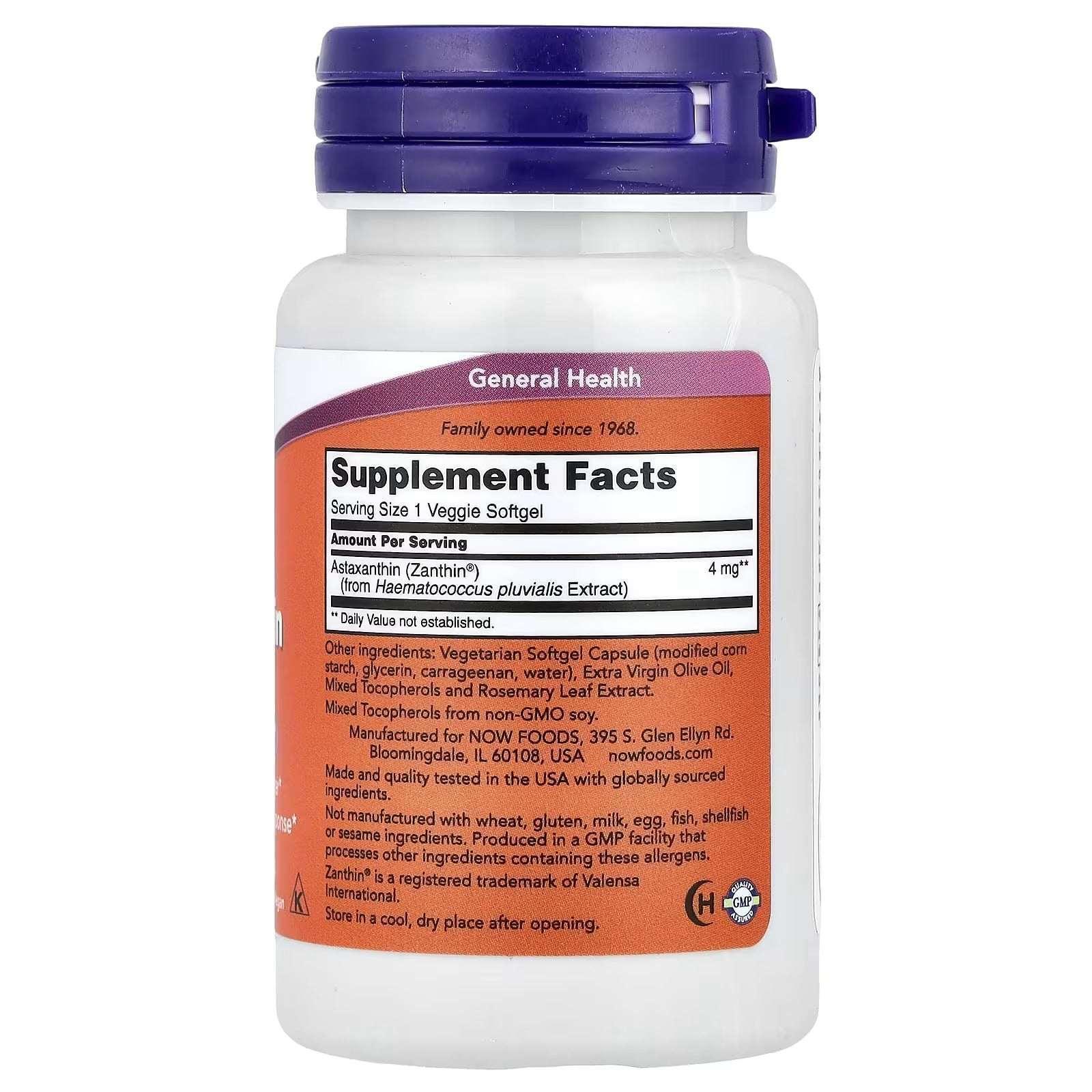 NOW Foods Astaxanthin 4 mg – 60 Veggie Softgels | Powerful Antioxidant Support - Mumzar