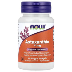 NOW Foods Astaxanthin 4 mg – 60 Veggie Softgels | Powerful Antioxidant Support