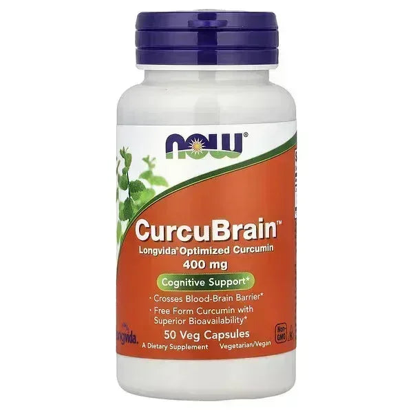 NOW Foods CurcuBrain™ 400 mg – 50 Veg Capsules | Advanced Curcumin for Brain Health & Cognitive Support - Mumzar