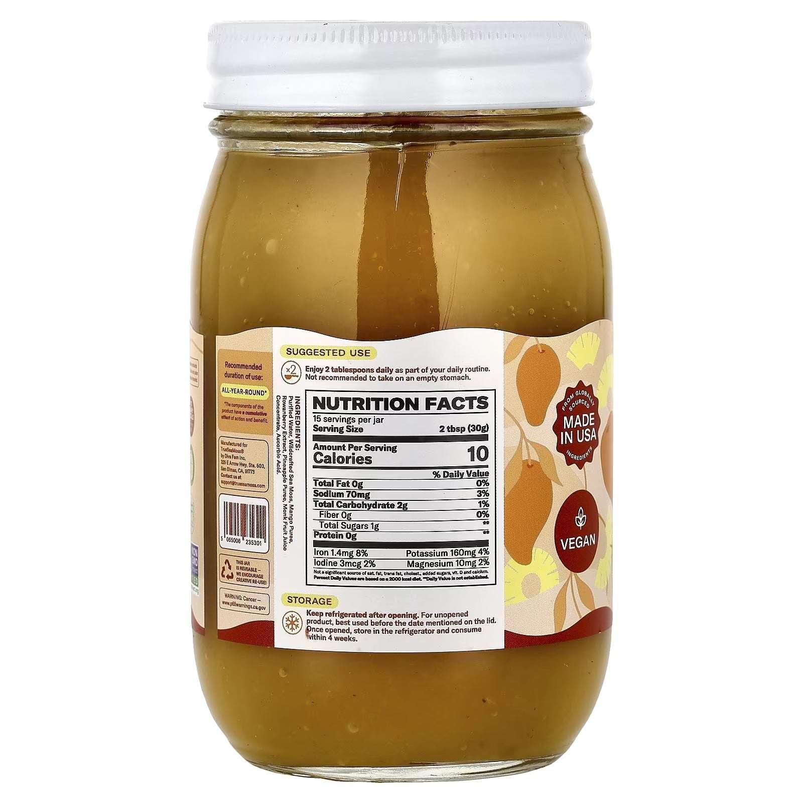 True Sea Moss Sea Moss Gel Superfood – Mango & Pineapple Flavor, 16 fl oz (473 ml) - Mumzar