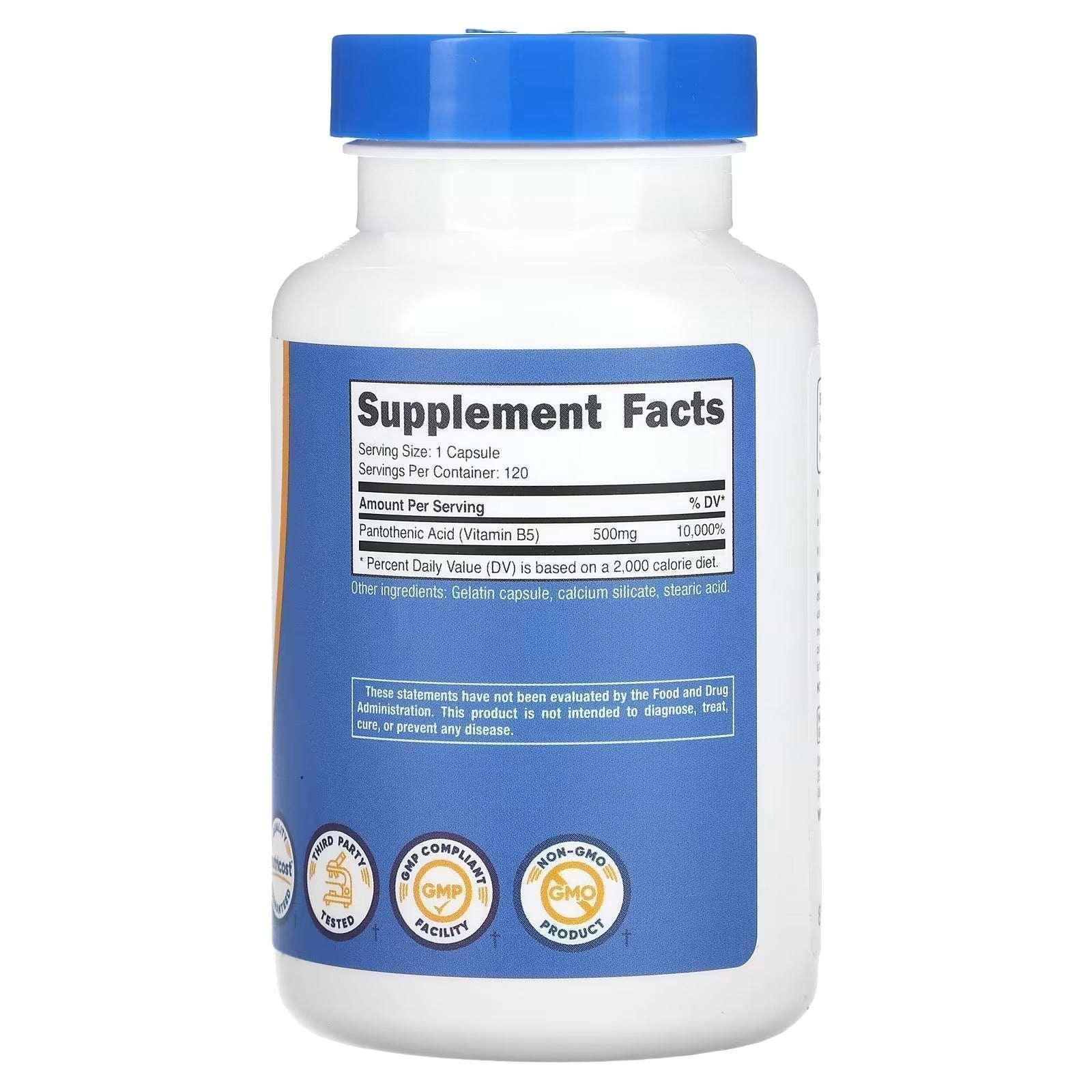 Nutricost Vitamin B5 (Pantothenic Acid) – 500 mg, 120 Capsules - Mumzar