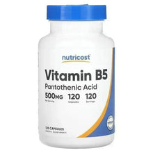 Nutricost Vitamin B5 pantothenic acid supplement bottle, blue cap, front label