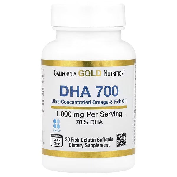 California Gold Nutrition, DHA 700 Fish Oil, Ultra-Concentrated, 1,000 mg, 30 Fish Gelatin Softgels - Mumzar